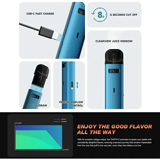 Под-система электронная сигарета Kumiho THOTH G Lite Pod 650mAh 2ml Kit Obsidian Black (18163) - фото 4