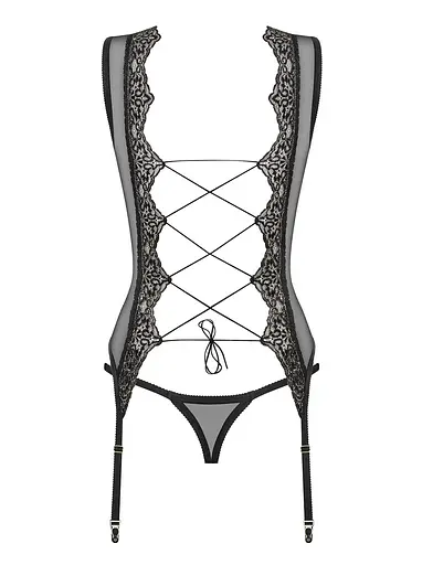 Корсет і стрінги Obsessive Meshlove L/XL чорний - фото 6