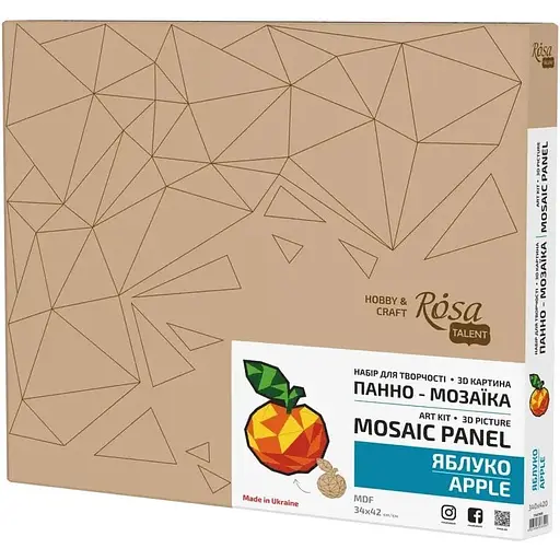 Набір для творчості Rosa Talent 3D картина панно-мозаїка Яблуко МДФ 34х4 2 см