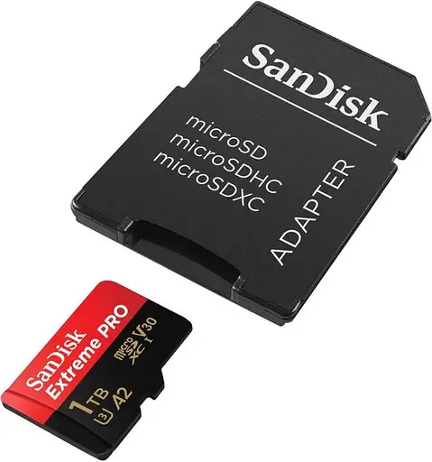 Карта пам'яті Sandisk microSDXC (UHS-1 U3) Extreme Pro A2 1TB class 10 V30 (R200MB/s,W140MB/s) (adapter) (SDSQXCD-1T00-GN6MA) - фото 2