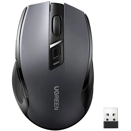 Мишка Ugreen 2.4GHz MU006, бездротова, Bluetooth, 4000dpi., 4кн.,Silence Design, Сіра