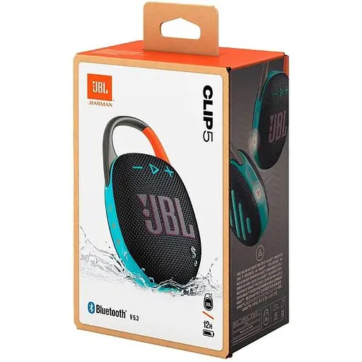 Портативна колонка JBL Clip 5 Black Orange (JBLCLIP5BLKOAM) - фото 4