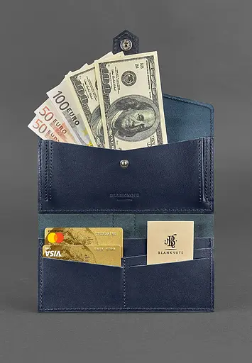 Шкіряне портмоне 3.0 темно-синє - фото 3