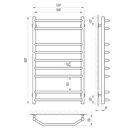 Електрична рушникосушка Laris Вікторія П9 500x900 Е 73207018 - фото 5