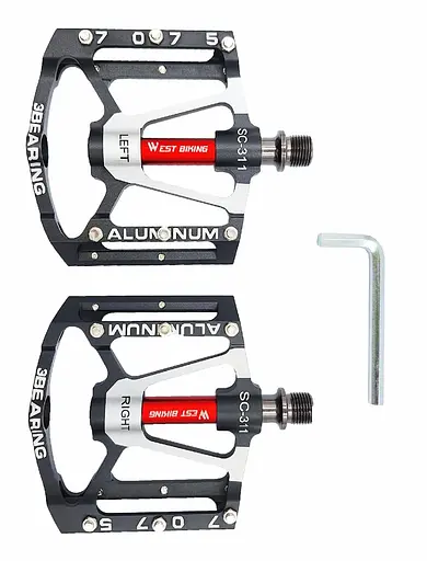 Педали велосипедные алюминиевые West Biking YP0802083 на промподшипниках Черный (G0000968) - фото 2