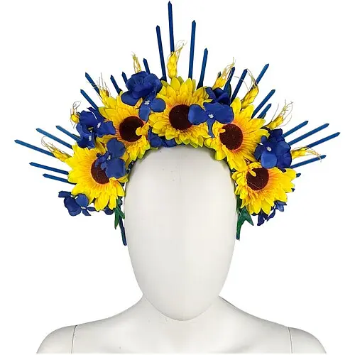 Обруч желто-голубой с подсолнухами Ярослава - фото 1