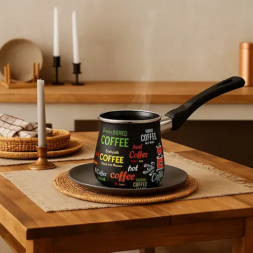 Турка для кофе кофеварка эмалированная 600 мл 4060 Coffee, Interos Черный 87612 - фото 2