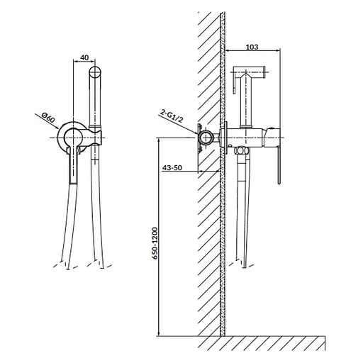 Набор гигиенического душа скрытого монтажа Cersanit Virgo хром S951-870, Хром - фото 2