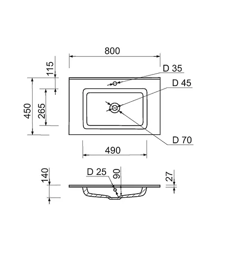 Раковина накладная Adamant FLATE, прямоугольная (4824296206501) - фото 5