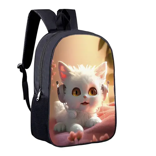 Рюкзак детский с котом 34х27 см, ранец городской с котиком для мальчика, девочки (00487)