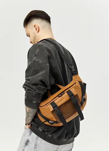 Большая мужская сумка бананка Sambag DynamicDart рыжая 38 × 21 × 7 см (80411121m) - фото 6