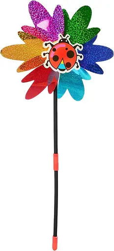 Ветрячок маленький, цветок, диаметр 19,5 см, палочка 36 см, фольга, 2 шт. в упаковке (В ассортименте)