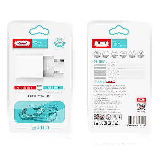 Адаптер мережний XO Micro USB Cable Dual USB charger L65 |2USB, 2.4A| - фото 2