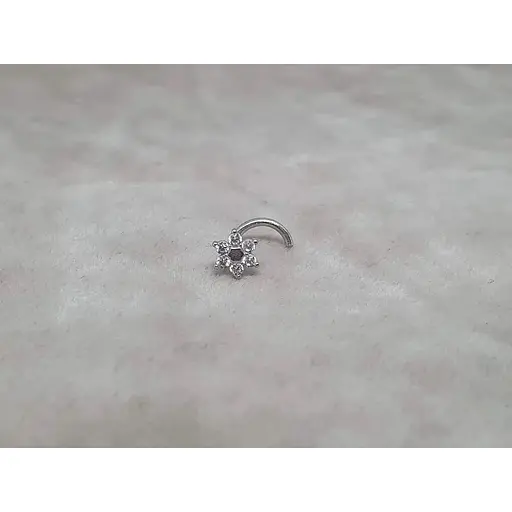 Золота сережка-пірсинг Астор в ніс с фіанітами. Квітка. 2182434Б - фото 2