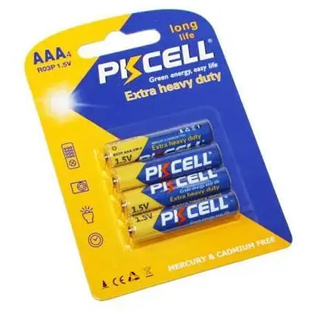 Батарейка AAA (R03), солевая, PKCELL, 4 шт, 1.5V, Blister (R03P-4B) - фото 1