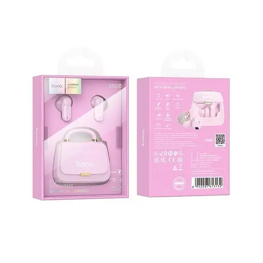 Беспроводные наушники Hoco DES35 Dawn handbag BT headset, BT5.3, 35mAh, 300mAh, 5.5h, Pink - фото 3