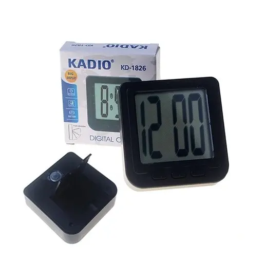 Настільний годинник Kadio KD-1826 цифровий на батарейках чорний - фото 3