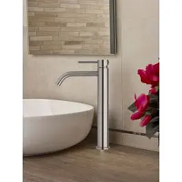 Смеситель для раковины высокий Paffoni Light без донного клапана steel LIG081ST, Нержавеющая сталь - фото 2