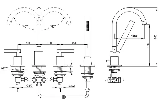 Смеситель для ванны Kohlman Roxin хром на борт ванны QB240R Хром - фото 3