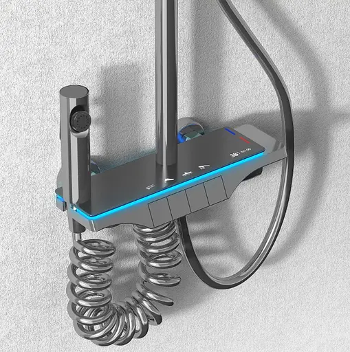 Душова система Rea Savio Led tytan графіт із термостатом REA-P8412, Графіт - фото 2