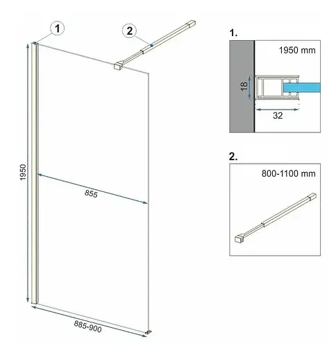 Душова стінка Rea Aero ombre 90 matt brushed gold REA-K2463, матовий, золотий - фото 7