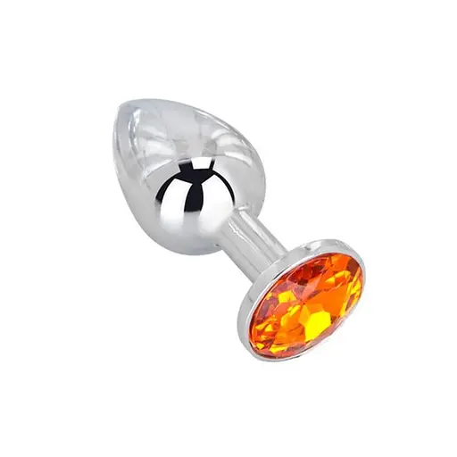 Стальная анальная пробка с декоративным кристаллом Металлик K000125 - фото 2