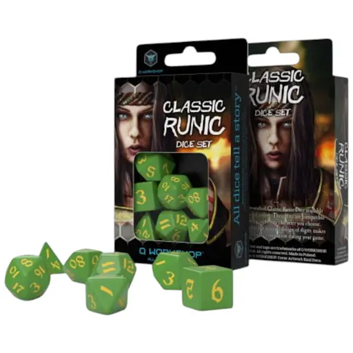 Набор кубиков Classic Runic Green & yellow Dice Set , 7 шт. (SCLR2F)