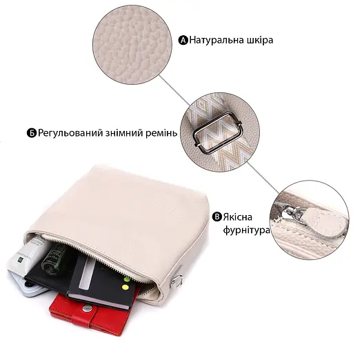 Повседневная плечевая сумка Vintage из натуральной кожи 22х17.5х7.5 см sum0027582 - фото 4