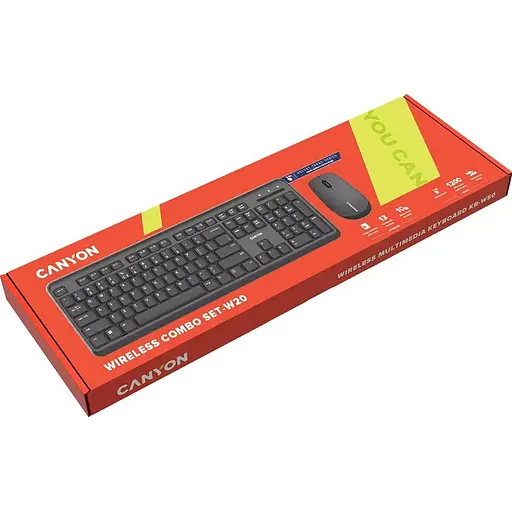 Комплект (Клавіатура та миша) CANYON SET-W20 UK/US Keyboard+Mouse Velvet Wireless Black - фото 3
