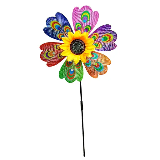 Детский ветерёк "Павлин" МR 1225-1 цветок диаметром 28 см, палочка 48 см