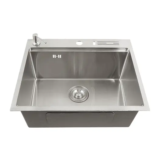 Кухонна мийка накладна з нержавіючої сталі кухонна станція Nett NS-5747, Нержавіюча сталь - фото 1