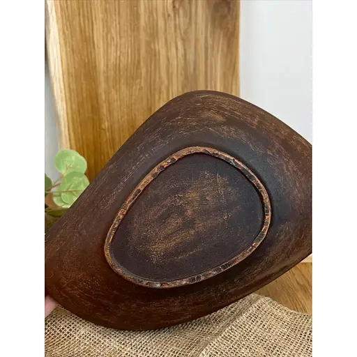 Блюдо овальне керамічне (глиняне) різьблене 1 л Ангоб - фото 4