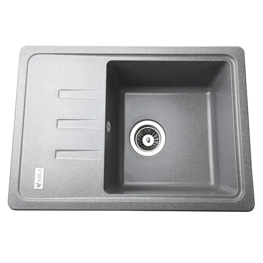 Гранітна мийка Mira MONTI 620х435 мм сірий для кухні стійка до подряпин безпечна для їжі