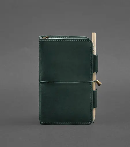 Шкіряний блокнот (Софт-бук) 3.0 зелений Crazy Horse - фото 1