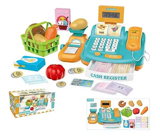 Кассовый аппарат 8353 А 11 элементов, купюры, продукты, звук, в коробке (6983449400249) - фото 1