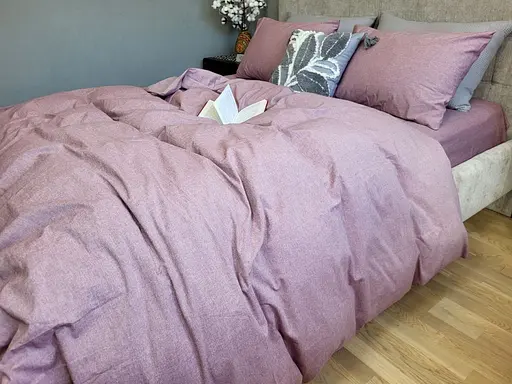 Комплект постельного белья Washed Cotton из вареного хлопка Розовый Маув Mauve - фото 2