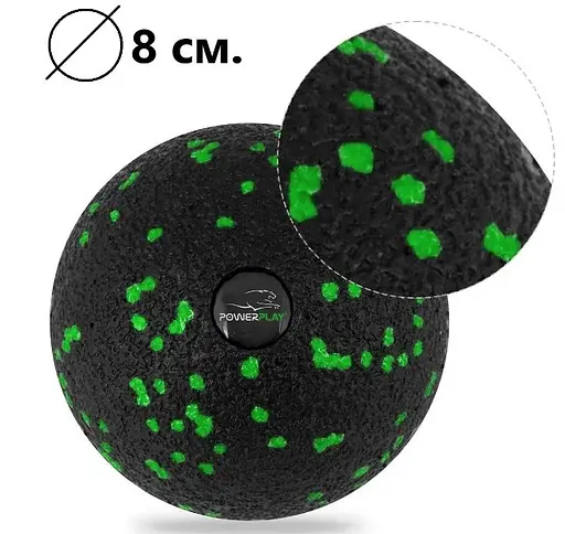 Набір для масажу та йоги PowerPlay PP_4095 EPP (Ролик 45*15 + 2-ва мячі) Green + гумка 5.5 кг (PP_4095_Green) - фото 6