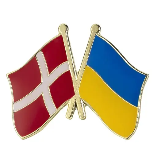 Подвійний значок пін "Україна - Данія" 25 х 19 мм (00106) - фото 1