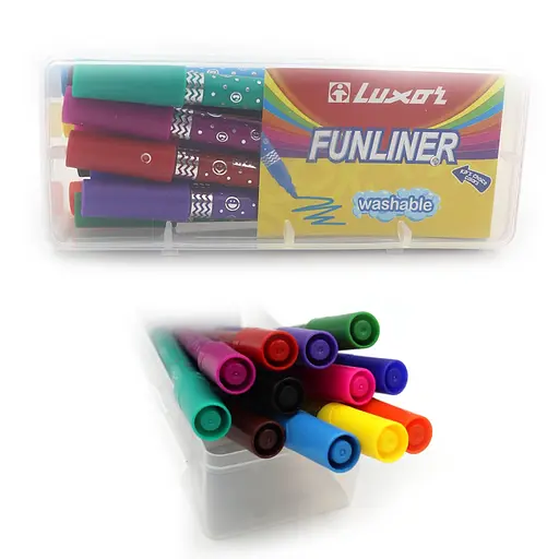 Набор фломастеров Luxor Fun Liner, водная основа, 12 шт. (в ассортименте) - фото 2