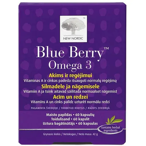 Витамины для глаз New Nordic Blue Berry Omega 3 средство для улучшения зрения 60 капсул