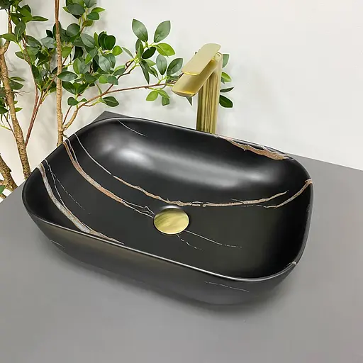 Умивальник VBI Ravenna black stone matt накладний VBI-011214, Чорний матовий - фото 4