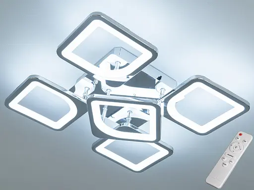 Багатофункціональна світлодіодна люстра на пульті, 70 Вт, хром - фото 1