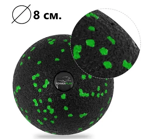 Набір для масажу та йоги PowerPlay PP_4094 EPP (Ролик 30*15 + 2-ва мячі) Green + гумка 5.5 кг (PP_4094_Green) - фото 6
