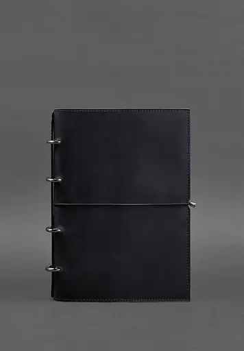 Шкіряний блокнот А4 на кільцях (Софт-бук) 9.0 в м'якій обкладинці синій Crazy Horse - фото 2