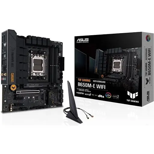 Материнская плата Asus AM5 TUF Gaming B650M-E WIFI, B650, 4xDDR5, Int.Video (CPU), 4xSATA3, 2xM.2, 1xPCI-E 4.0 x16, 2xPCI-E 4.0 x1, Realtek 7.1, Realtek 2.5Gb, Wi-Fi 6, Bluetooth 5.2, 6xUSB3.2/6xUSB2.0, HDMI/2xDP, MicroATX - фото 2