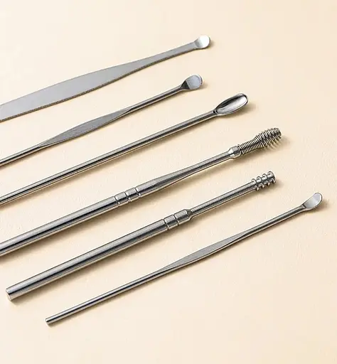 Набор для чистки ушей и удаления ушной серы из 6 инструментов черный - фото 4