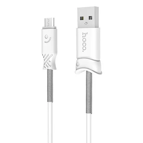Кабель Hoco x24 Micro USB белый усиленные коннекторы 1 м - фото 1