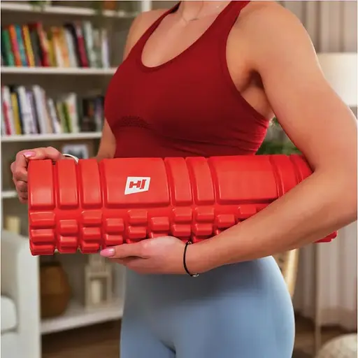 Роллер массажер (валик, ролик) Hop-Sport EVA 45см красный - фото 7