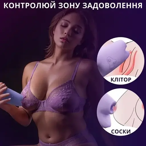 Вакуумний вібратор для клітора I’MCUM 2 в 1 Ghost Sucking Vibrator Фіолетовий (7970379617743) (IM-Ghost_purp) - фото 3