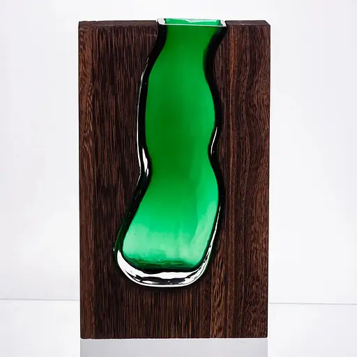 Ваза декоративная для цветов Yiwu стеклянная с деревянным основанием 24 см HP-32-1 - фото 2